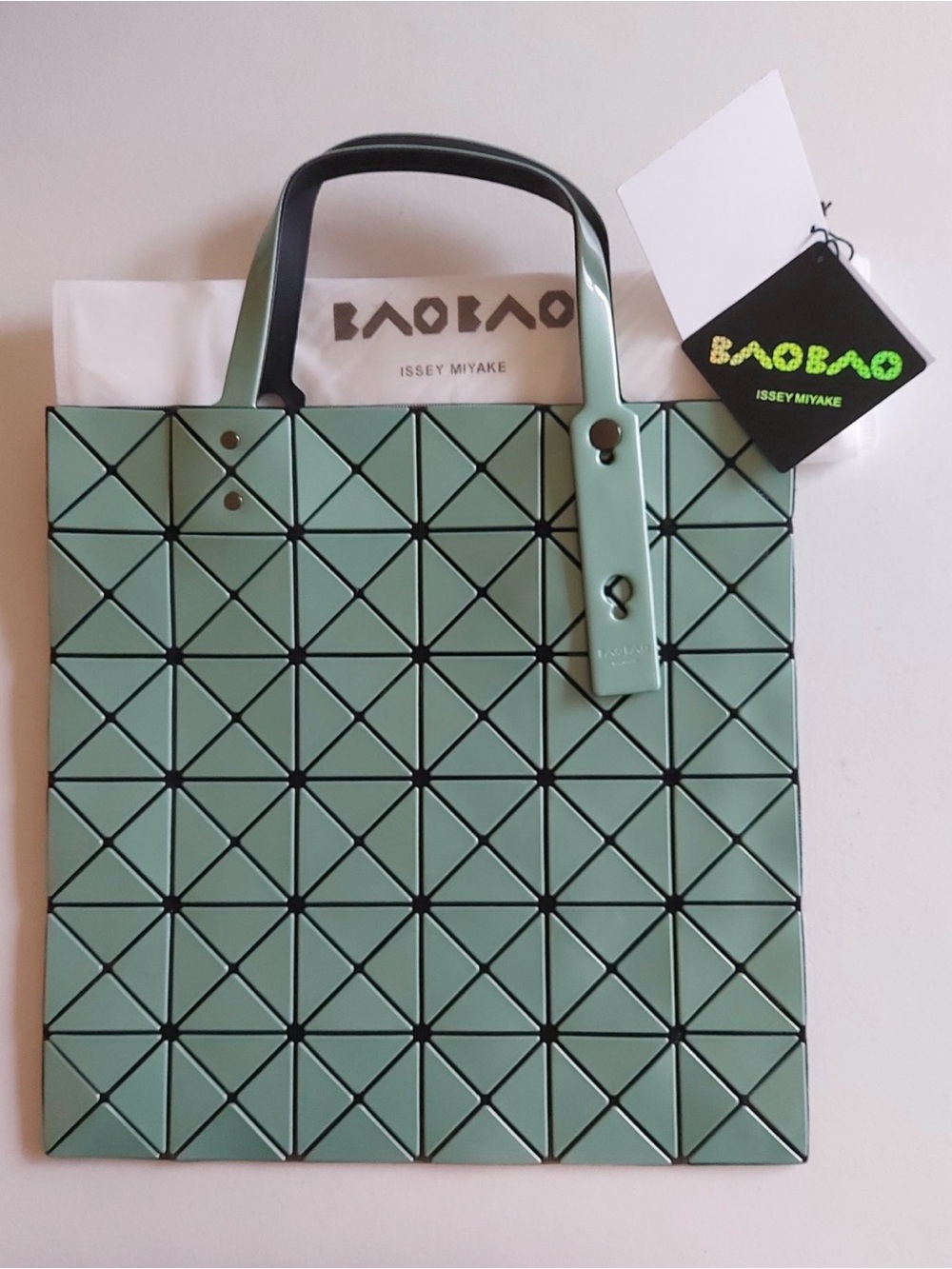Issey Miyake BAOBAO Pale Mint Green Geometric Tote